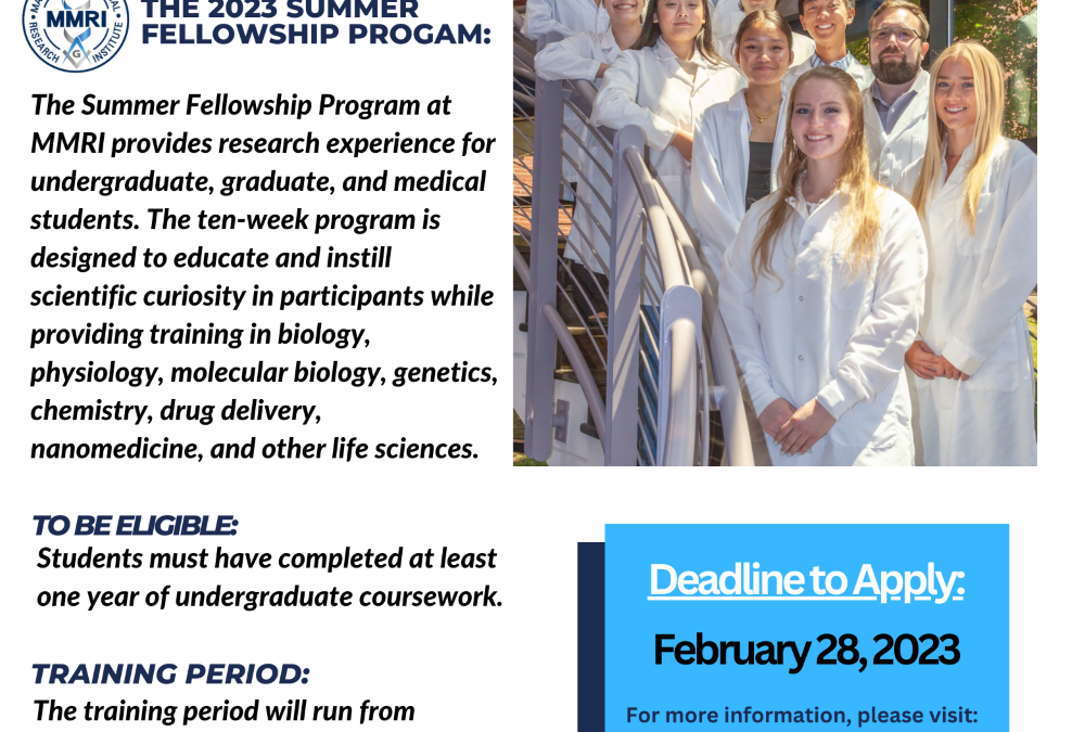 2023 Summer Fellowship Program At Mmri Young Scholars